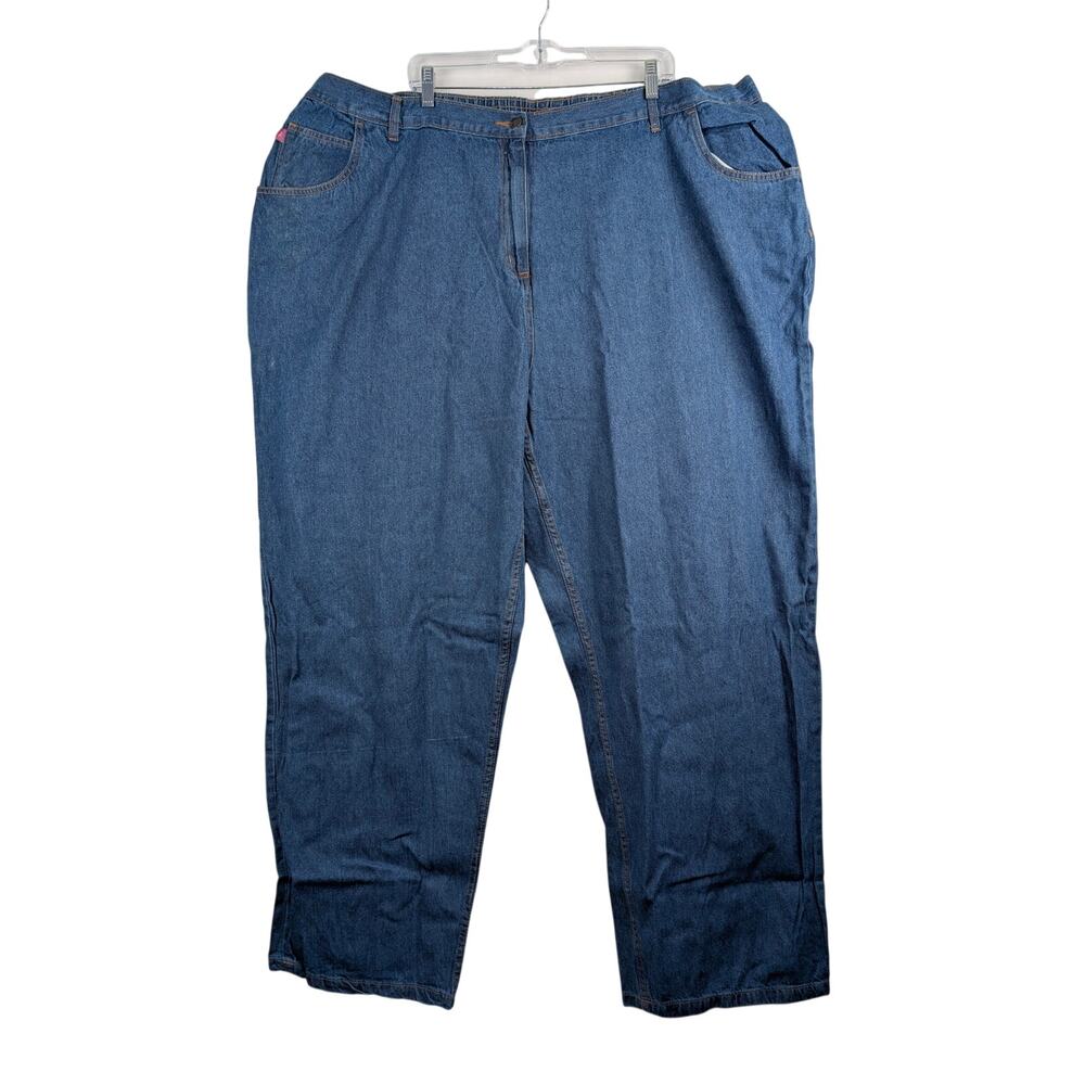 Woman Within Classic Fit 34T 33" Inseam Blue Denim Elastic Waist Jeans Plus Size